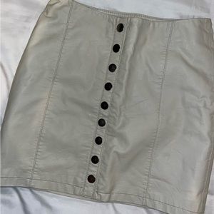 Free People white leather skirt